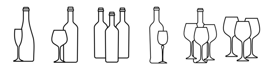 Wine icon vector set. Wine shop illustration sign collection. wine tasting symbol or logo.