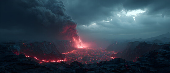 A mountain with a fire on it