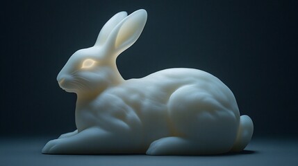White rabbit sculpture, dramatic lighting