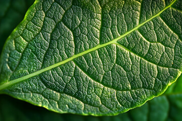 Fototapeta premium Close-up view of a leaf's intricate vein structure.