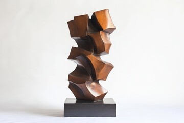 a bronze torso made from a bronze Jenga tower