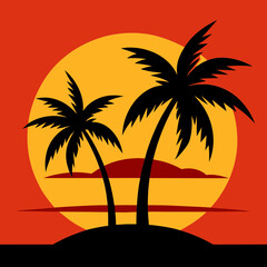 palm tree silhouette on the beach