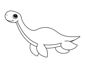 Coloring page with a picture of a cute dinosaur. Coloring book for children and adults