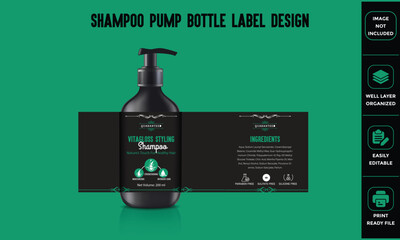 Editable Shampoo Pump Bottle Label Template Design
