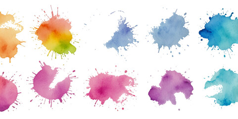 Set of colorful abstract watercolor splash brush strokes vector background. Colors watercolor paint stains vector texture background.	