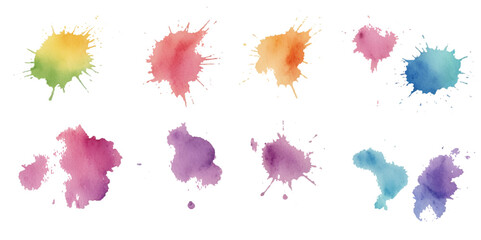 Set of colorful paint splatter abstract vector texture background. Set of abstract watercolor water splash background.	