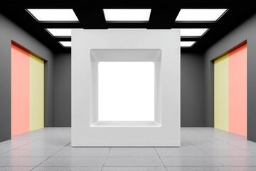 White Square Display in a Dark Minimalist Room