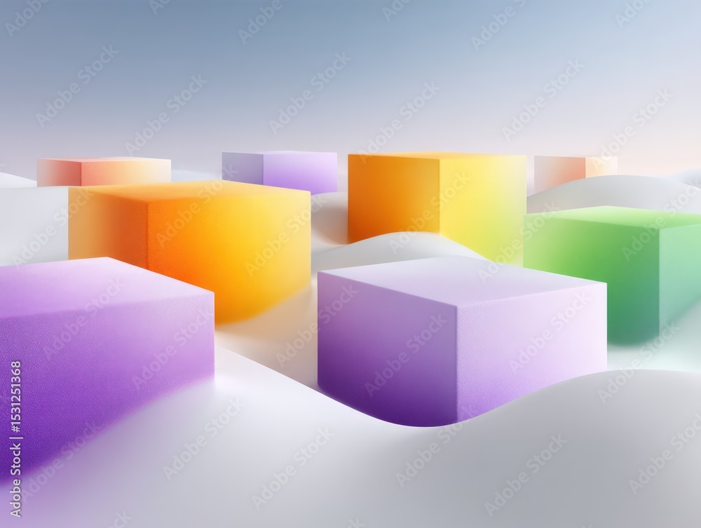Poster bright gradient blocks layered with negative space