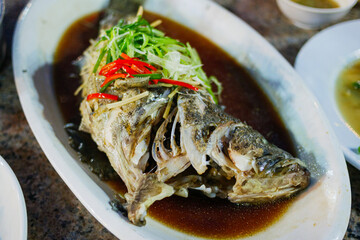 Savoring delicacies steamed fish dish at local eatery cultural experience culinary art gastronomic delight