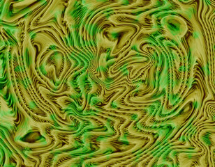 Abstract Swirling Green and Gold Liquid Marble Texture