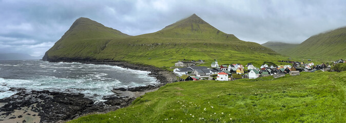 A seascape near the town of Gjogv in the Faroe Islands
