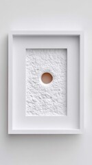 White Textured Frame with Circular Hole Abstract Art