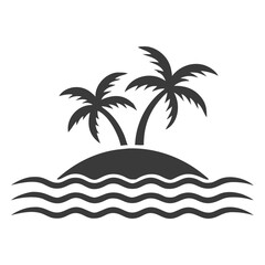 Tropical Island Palm Tree Logo Vector.