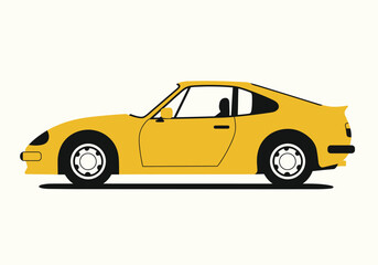 Red sports car with racing stripes isolated on white background showcases a sleek and classic automotive design