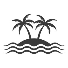 Tropical Island Palm Tree Logo Vector.