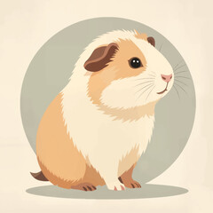 Fototapeta premium Guinea pig sitting calmly against a minimalist background