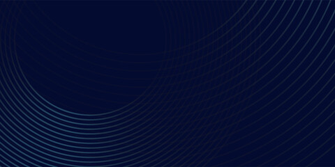 Illustrations  blue glowing geometric lines on dark blue background. Modern shiny blue circle lines pattern simple good art