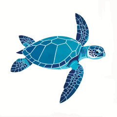 Colorful turtle swimming in ocean waters