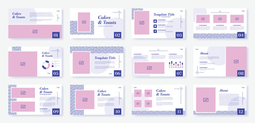 Ppt template. Present design brochure. Web slide layout and business flyer. Website banner. Company power point cover. Project report with text and infographic. Vector backgrounds set