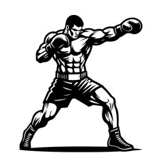 Naklejka premium Powerful Boxer: A Champion's Strength and Determination in the Ring