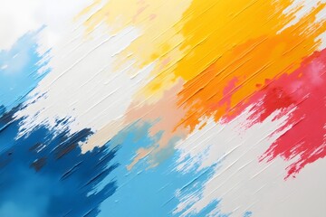 Abstract colorful brushstrokes on white canvas creating a vibrant and textured artistic background