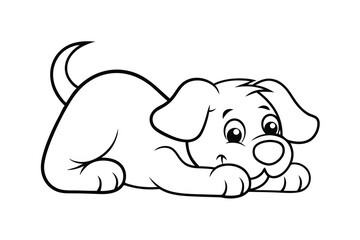Adorable cartoon puppy line drawing playful pet illustration