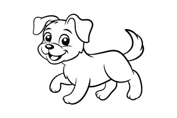 Adorable cartoon puppy line drawing happy dog