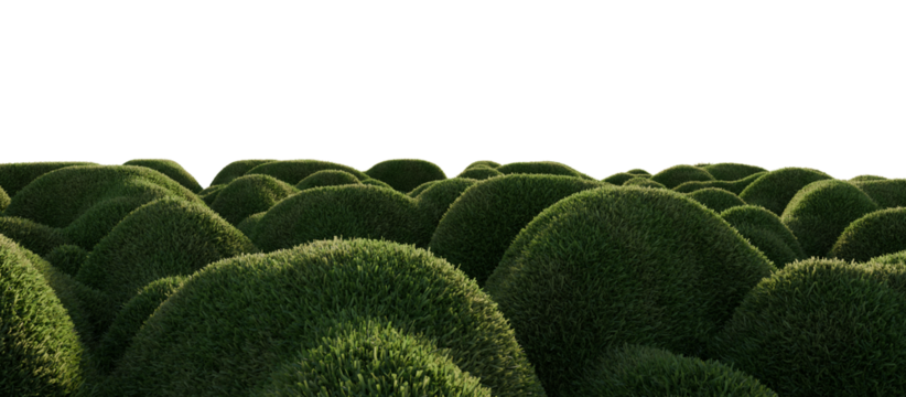 Hills with grass on a transparent background. 3D rendering.	
