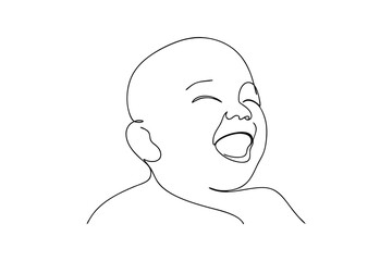 Happy baby line drawing illustration child joyful