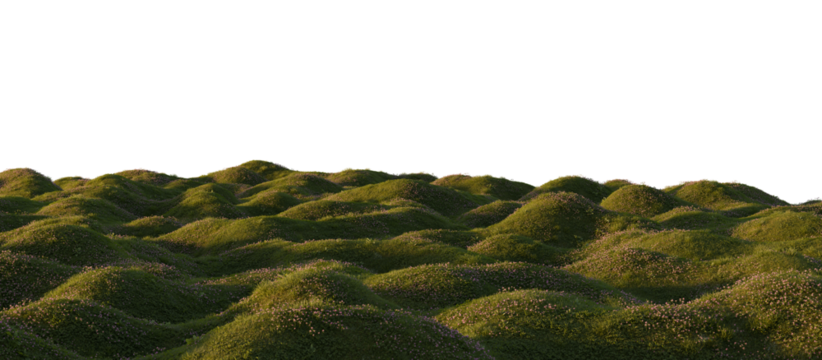Hills with grass on a transparent background. 3D rendering.	
 - Powered by Adobe
