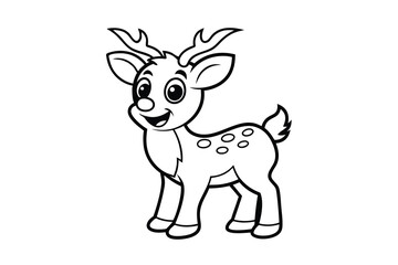 Obraz premium Adorable cartoon deer line drawing for kids coloring pages