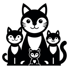 Fototapeta premium Cute Cartoon Family of Cats Silhouettes