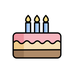 Birthday cake with candles vector isolated illustration 