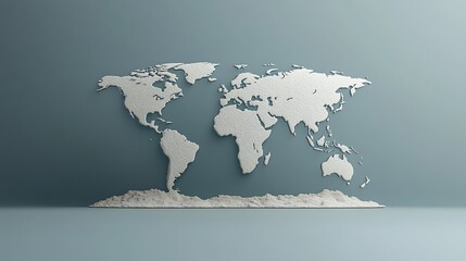 World map, light grey relief
