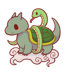 中国神話の玄武と雲