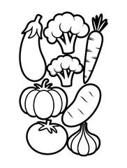 Collection of line art vegetables