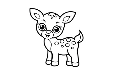 Adorable baby fawn line drawing cute animal illustration