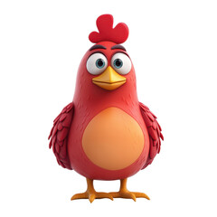 Fototapeta premium Colorful cartoon bird character stands proudly with bright eyes and a cheerful demeanor in a playful design