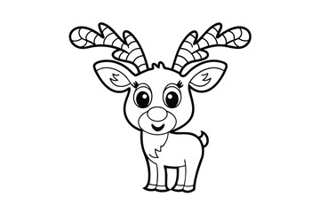 Adorable reindeer line drawing cute christmas animal illustration
