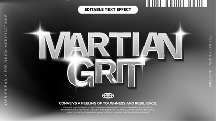 Martian Grit Chrome Editable Text Effect with Bold Metallic Texture for Sci-Fi Designs