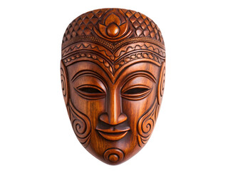 vietnamese traditional wooden mask isolated white background