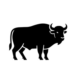 Black Bison Silhouette, Vector Illustration