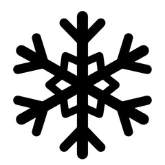 Black Snowflake Icon, Winter Vector Illustration, Holiday Design Element