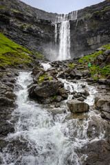 Tjornuvik waterfall in the Faroe Islands