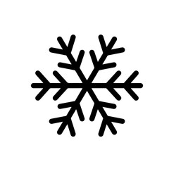 Black snowflake icon, winter design element, vector illustration