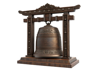 vietnamese temple bell bronze isolated white background