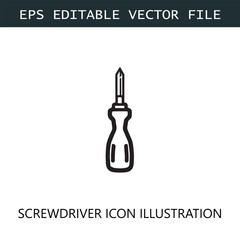 Screwdriver Icon Logo Vector Image in Black and White
