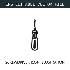 Screwdriver Icon Logo Vector Image in Black and White
