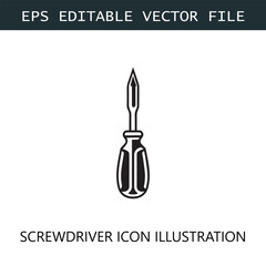Screwdriver Icon Logo Vector Image in Black and White
