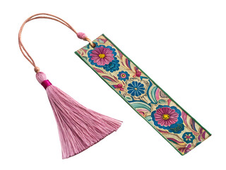 vietnamese silk bookmark with tassels white background